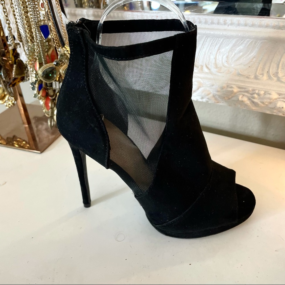 Charlotte Russe peep toe heels w/mesh detail